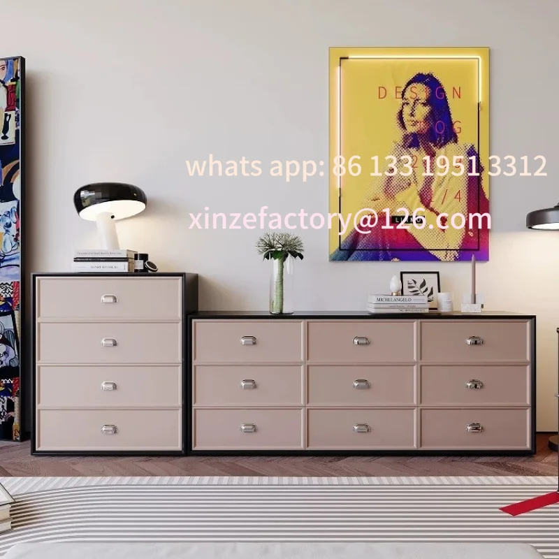 

Customizable Dopamine Color Eight-bucket Cabinet Living Room Wall Storage Cabinet Large Capacity Drawer Locker Bedroom Bedroom