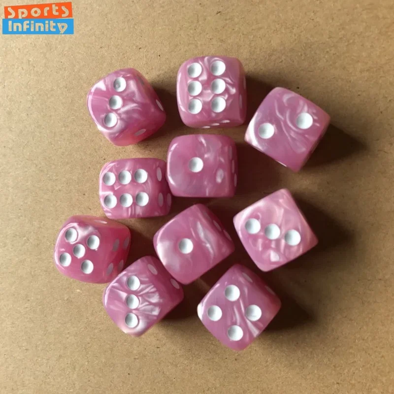 

10pcs/set Round Corner Pearl Gem Dice 6 Sided 16mm Colorful Dot Dice Kit Playing Table Board Bar Game Party Gaming for DND TRPG