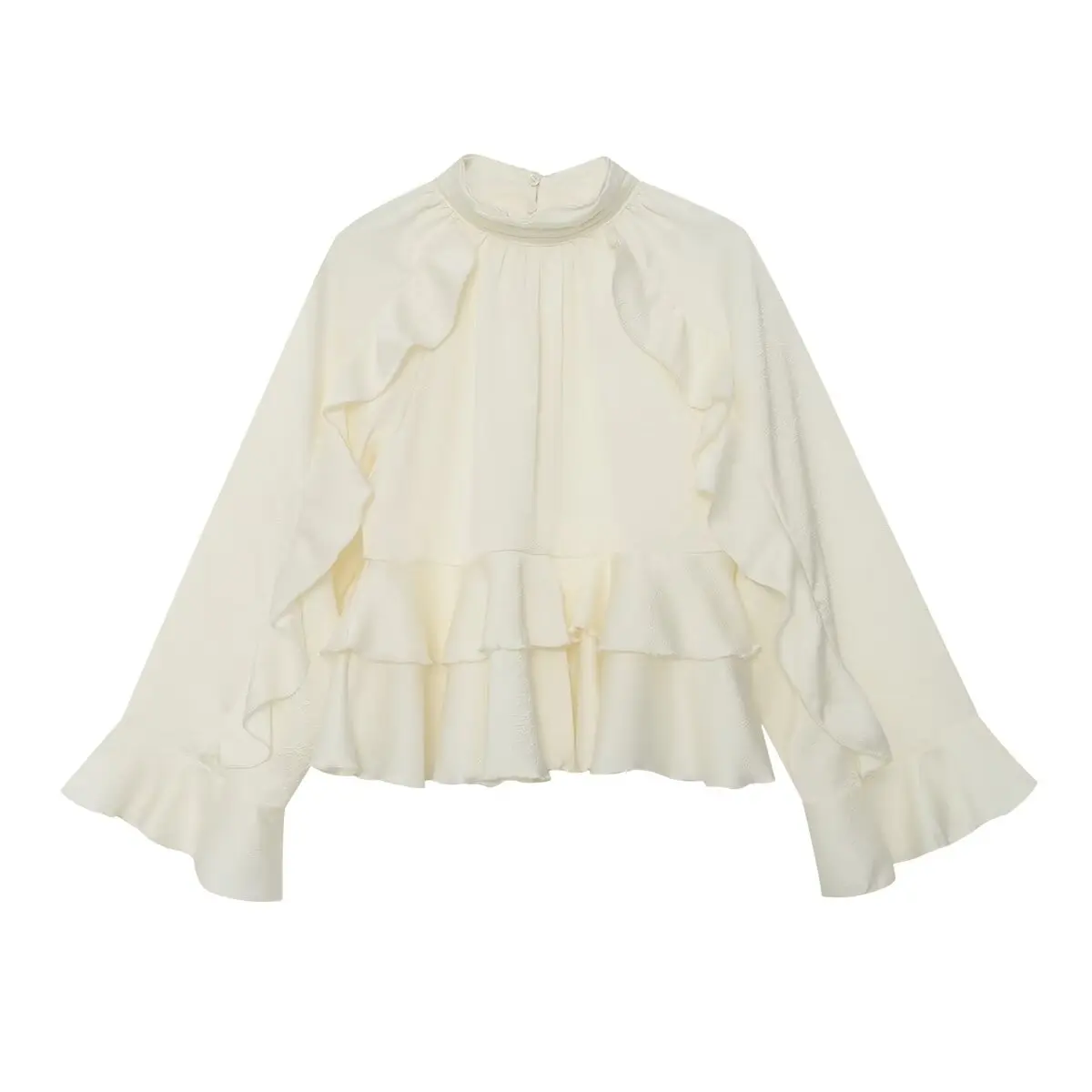 

TRAF & Women 2025 Spring New Fashion Lazy Style Laminated Decorative Shirt Chic Casual Top with Rotator Sleeve Blouses Mujer