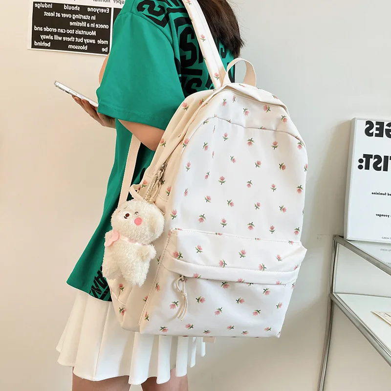 Mochila impermeable de nailon para mujer, Bolsa Escolar de gran capacidad para estudiantes, Kawaii, para ordenador portátil, paquete de libros