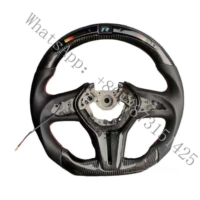 

Suitable new perforated leather carbon fiber LED steering wheel Q50 car steering wheel