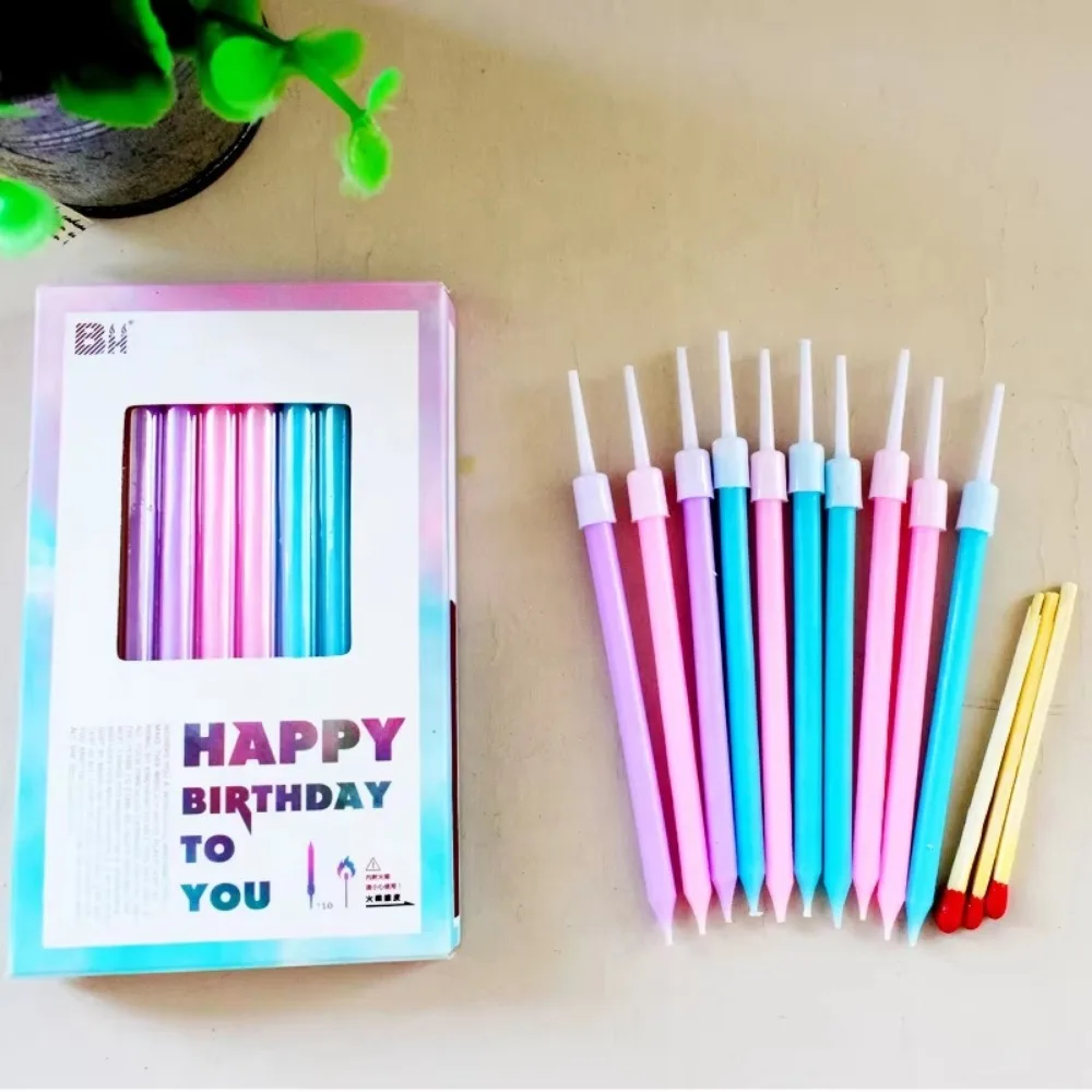 Pastel Straight Birthday Candles with Box, 10Pcs Colorful Cake Topper Candles for Birthday Party Wedding  Cake Decorations
