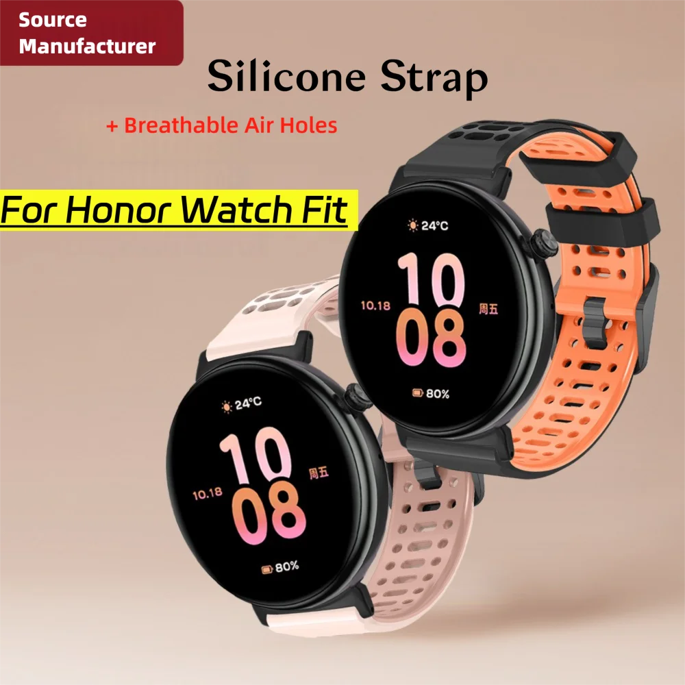 Cinturino in silicone traspirante per cinturino Honor Watch Fori d'aria + cinturino sportivo regolabile con fibbia in lega di zinco Bracciale uomo donna