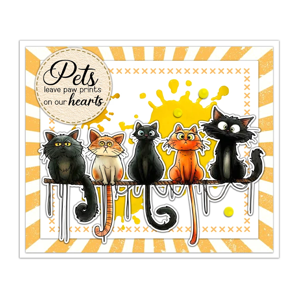 Mangocraft Pet Cats Love Friends Wycinanie matryc Przezroczysty stempel DIY Scrapbooking Metalowe matryce Silikonowy stempel do kart Albumy Dekoracje