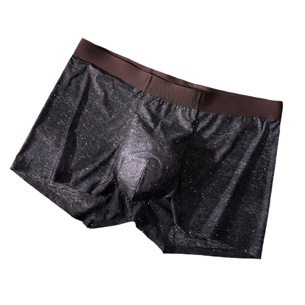 

Men Ultra-thin Ice Silk Shiny Boxer Shorts Underwear Printing Bulge Pouch Trunks Calcinha Lingerie Ultra Hot Men's Underpants