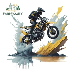 EARLFAMILY 13cm X 12.6cm for Motocross Car Stickers Cartoon Simple Decals Scratch-Proof Waterproof Vinyl Car Door Protector