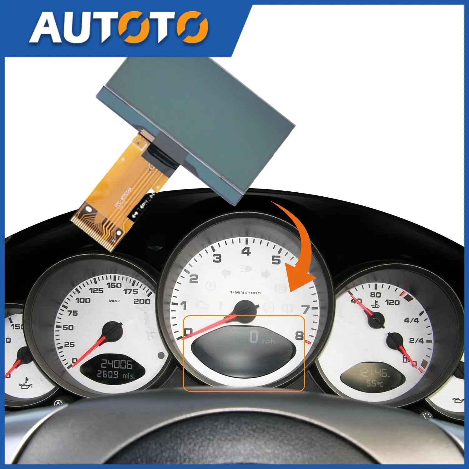 

85*50mm Car Speedometer Dashboard LCD Display Fit for Porsche 911 997 Carrera 987 Cayman Boxster Car Internal Electronic Part