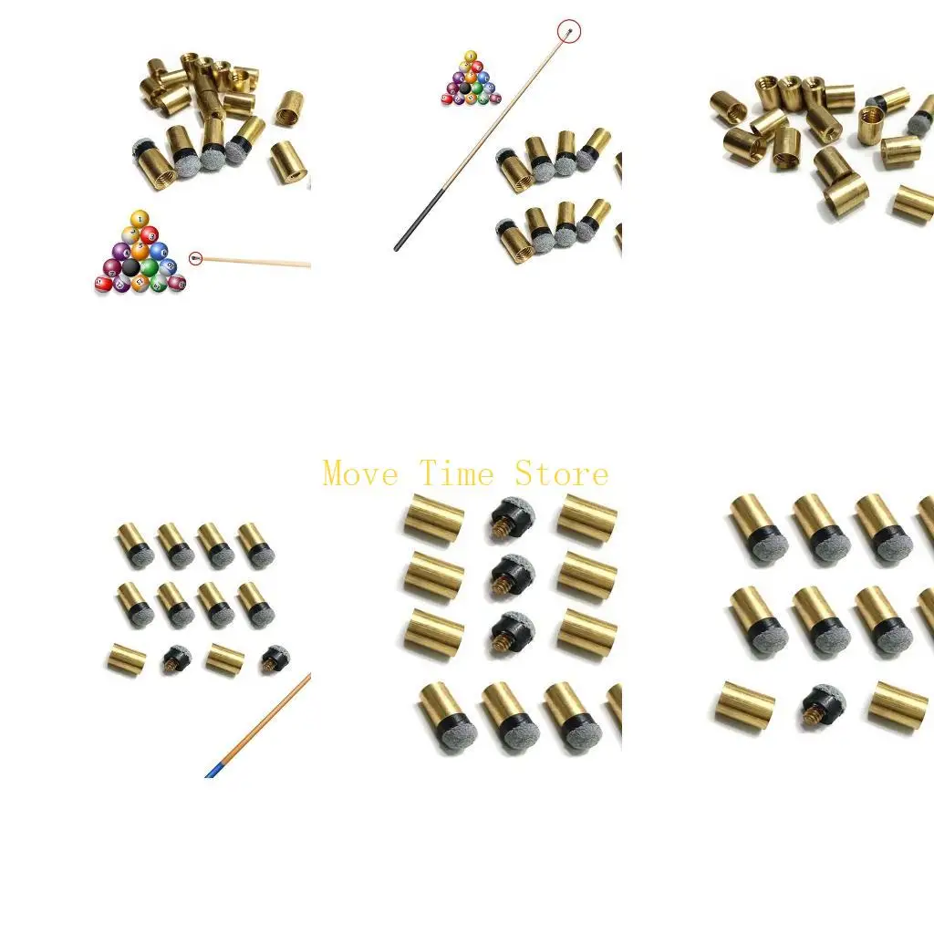 92ME 10Pcs Portable Billiards Cue Pool Tip Coppers PU Leather  Pool Cue Tip for Pool Cues and  Enduring