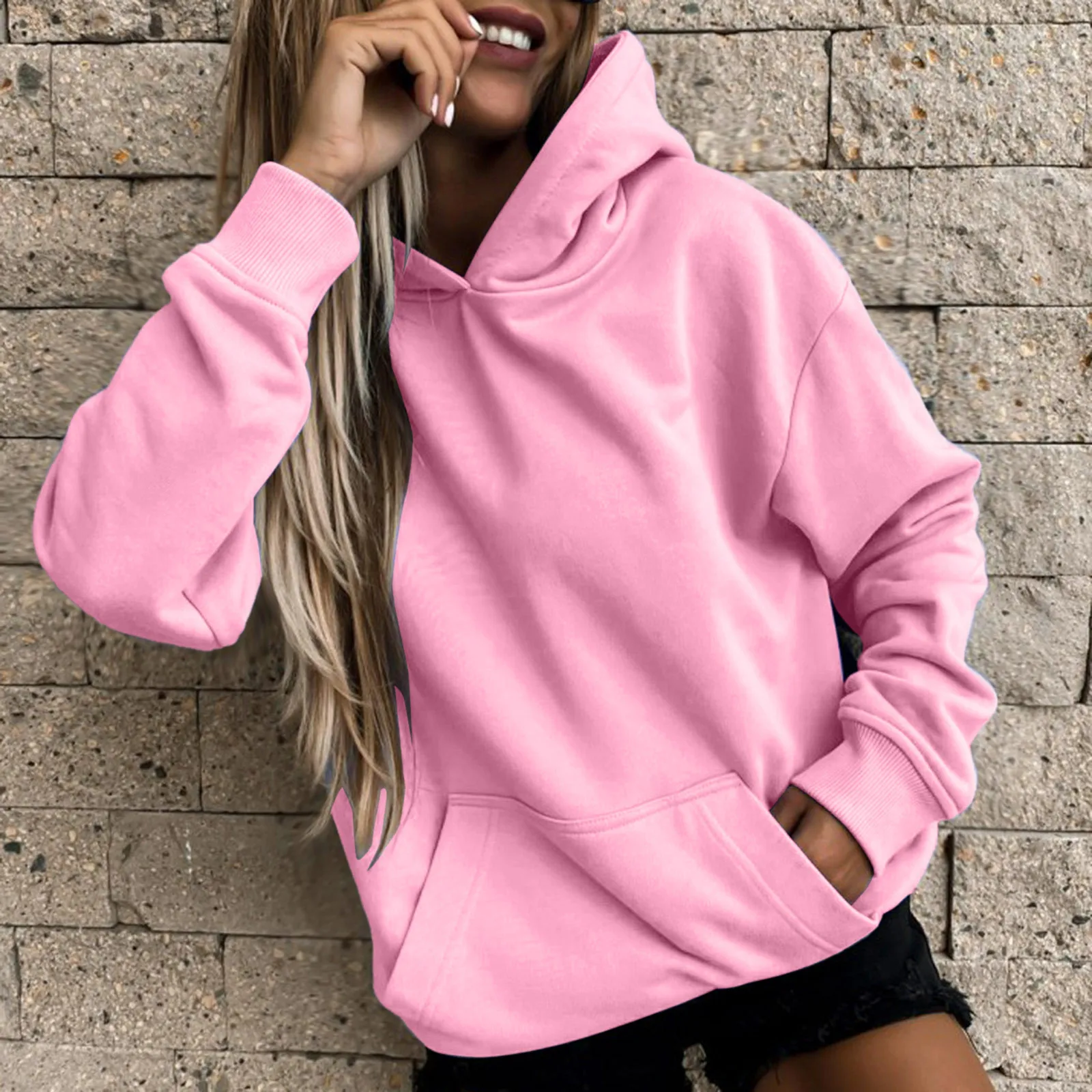 

Woman Sweatshirts Solid Korean Female Hooded Pullovers 2023 Fashion Thicken Warm Oversized Hoodies Women Streetwear Clothes