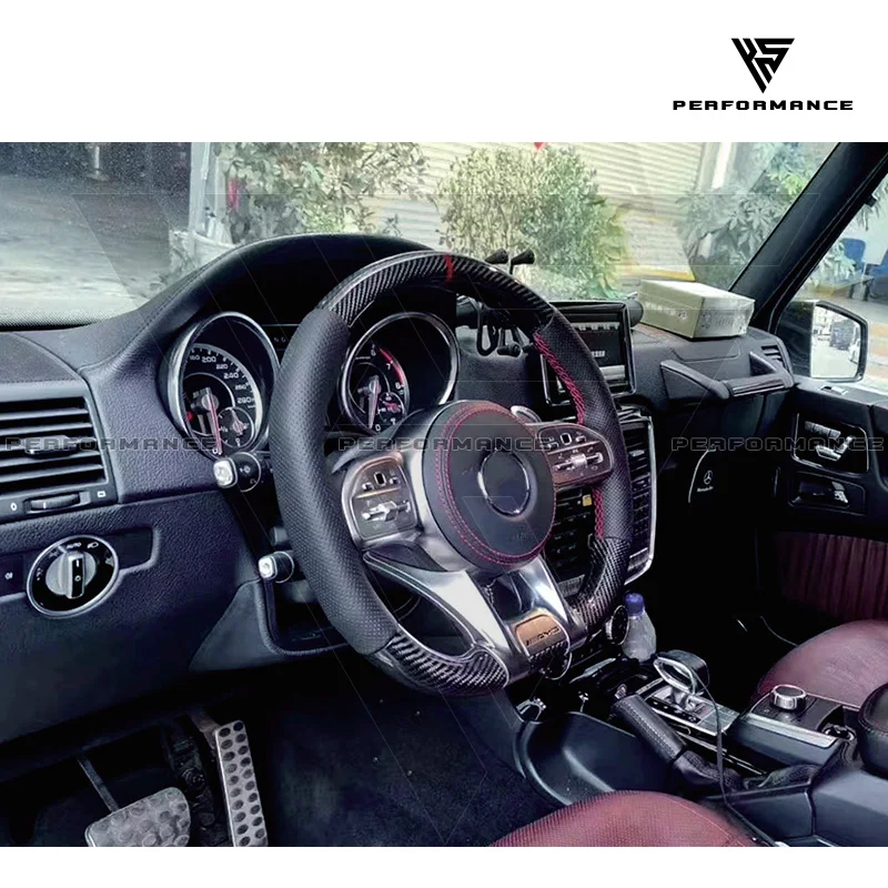 B Style Carbon Fiber Interior Car Parts Steering Wheel For Mercedes Benz G-Class W464 G63 AMG G500 2019-2024 Carbon Parts
