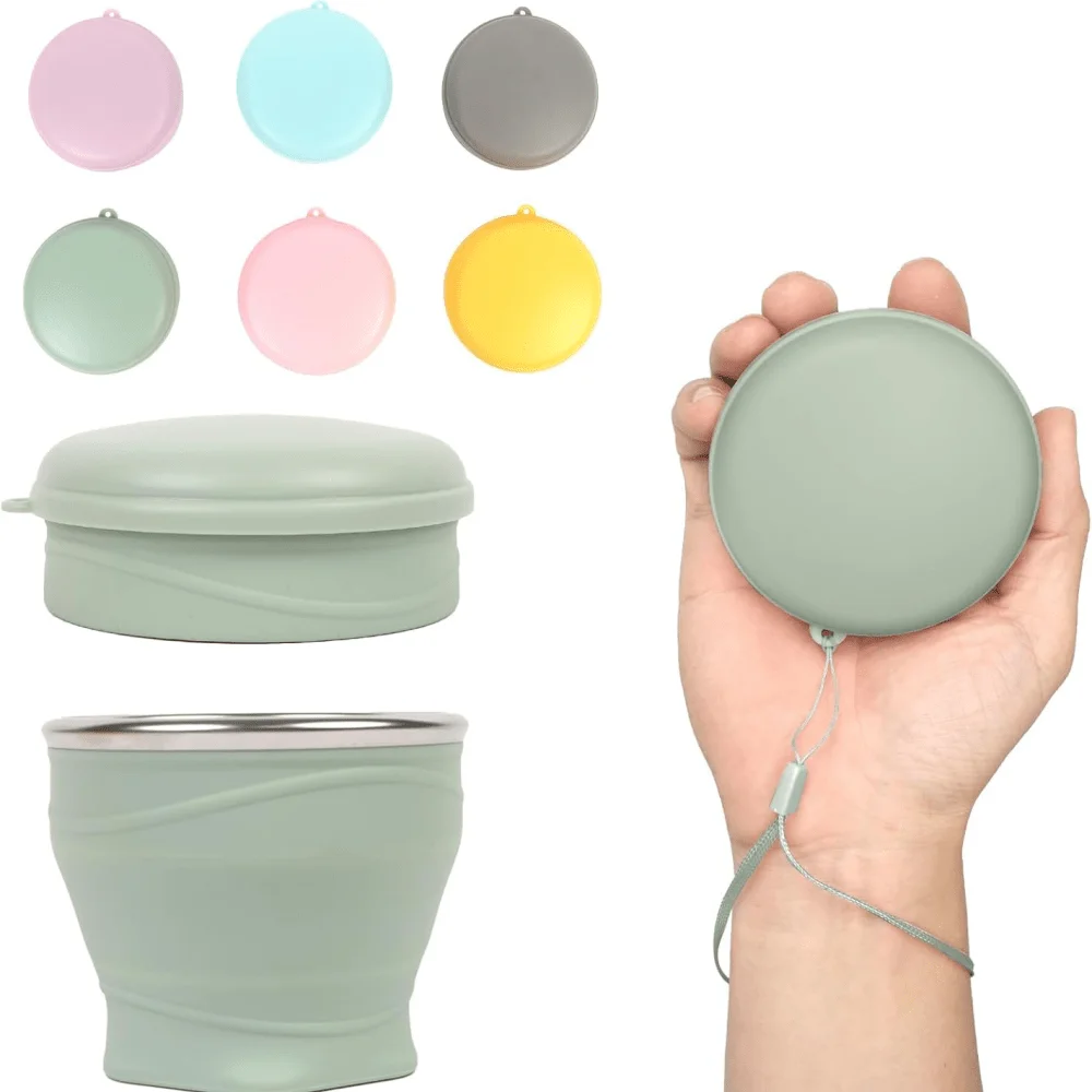 

1pc Simple And Practical Outdoor Portable Camping Water Cup Travel Business Mouthwash Foldable Silicone Cup