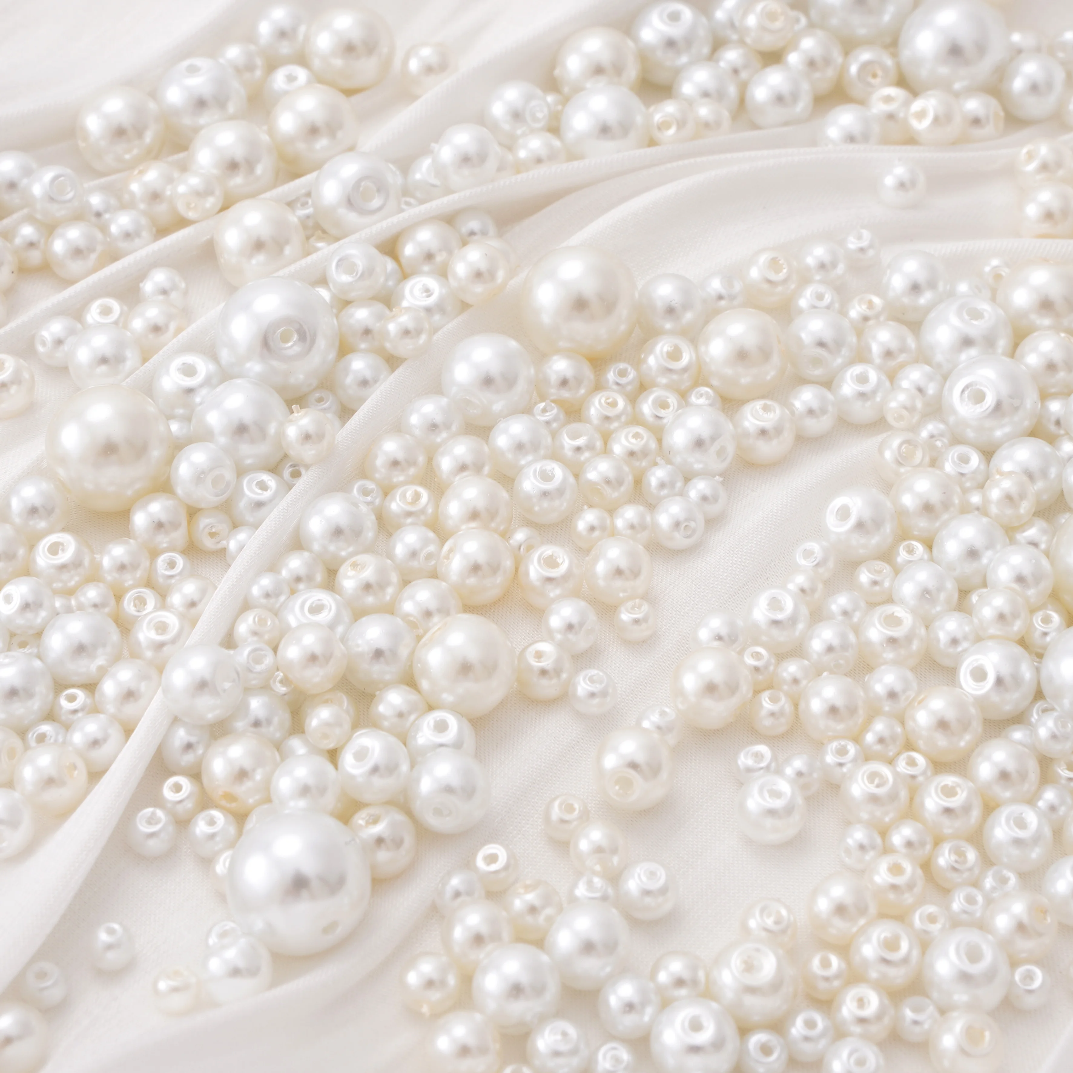 20-50Pcs 3/4/5/6/8/10mm 아이보리/화이트 유리 진주 비즈 스페이서 라운드 비즈 쥬얼리 만들기 DIY 수제 팔찌 목걸이