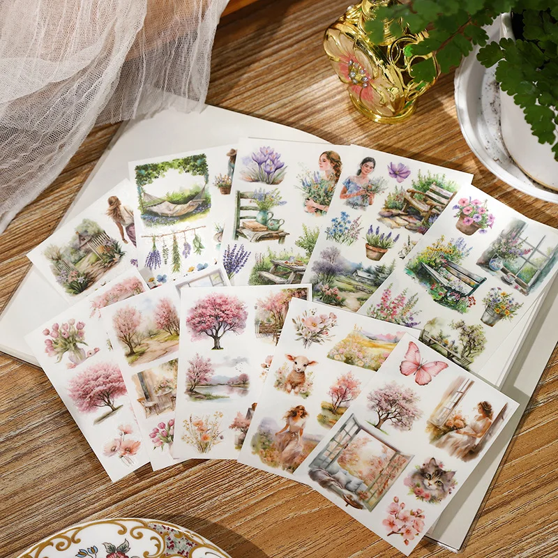 Mr. Paper, 6 Styles, 5pcs/bag, Garden Landscaping Theme Transfer Stickers, Scrapbook, Phone Case, Diary Decoration Stickers