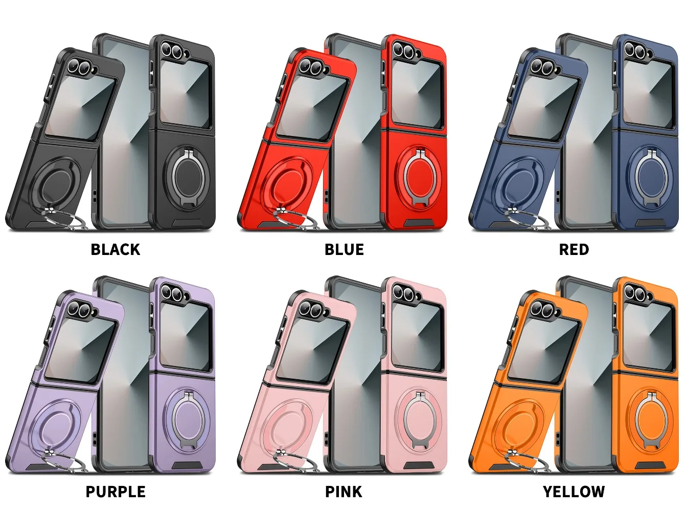 Z Flip 6 Magnetic 360 Rotating Bracket Phone Case for Samsung Galaxy Z Flip 6 Flip6 Ring Holder Hard Shell Protective Cover