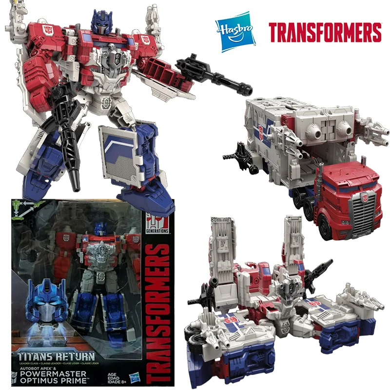 Hasbro Transformers Titans Return Autobot Apex & Power Master Optimus Prime Leader Class Original Action Figure Model Toy Gift