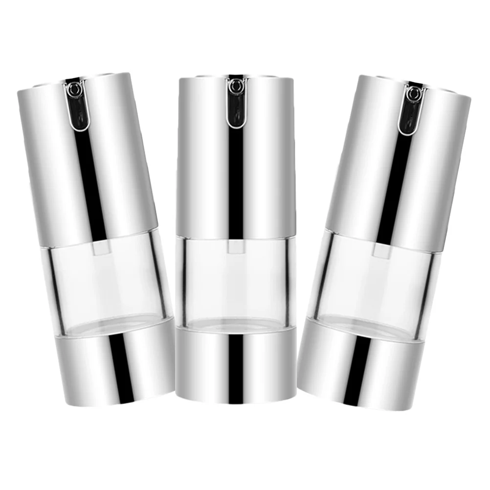 3Pcs Airless Pump Bottles Refillable Containers Travel Lotion Dispensers Leakproof Toiletry Bottles Containers