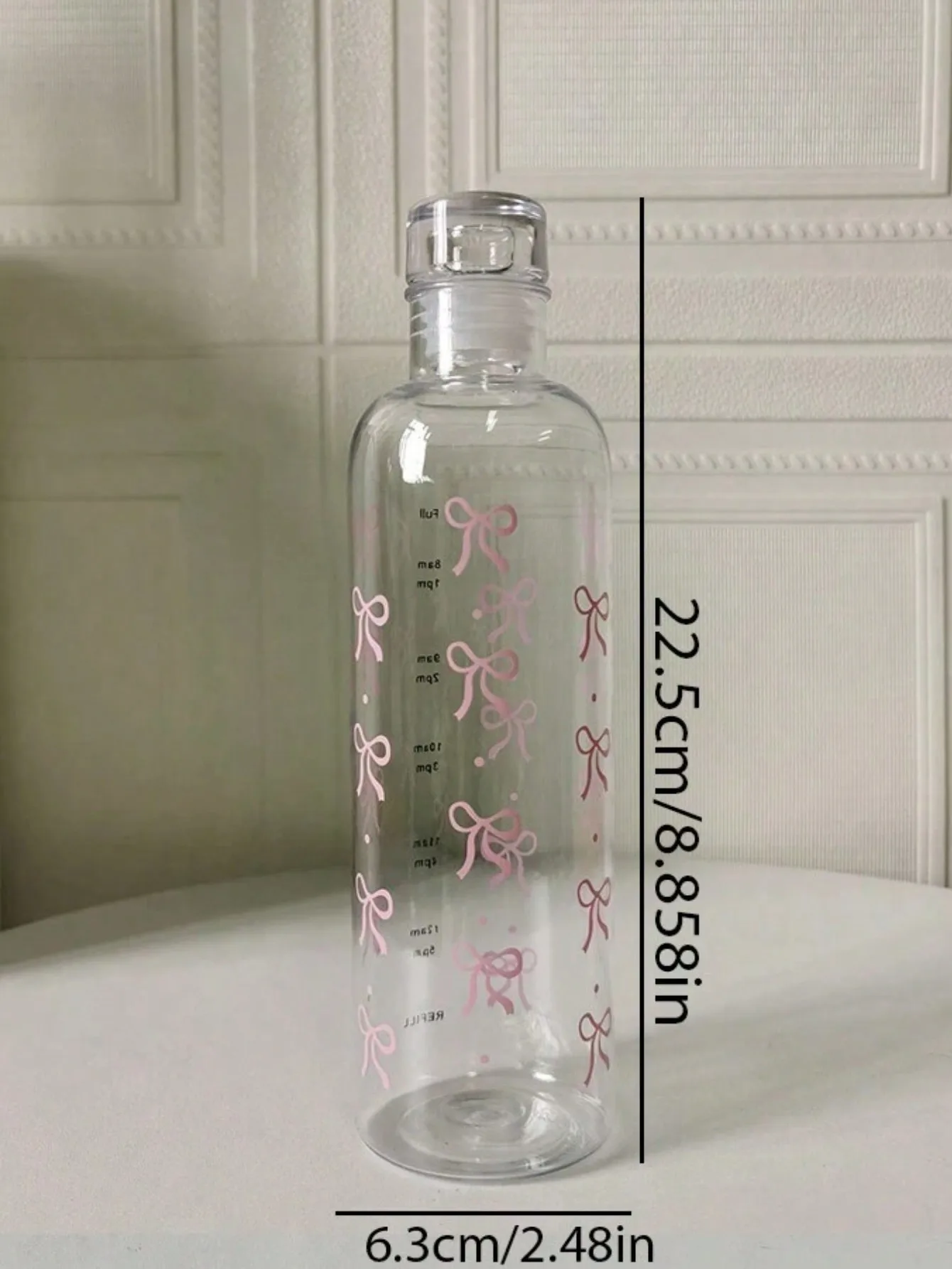 Clear bow plastic sports water bottle Time marker leak-proof juice milk cup Portable children\'s school sports cup