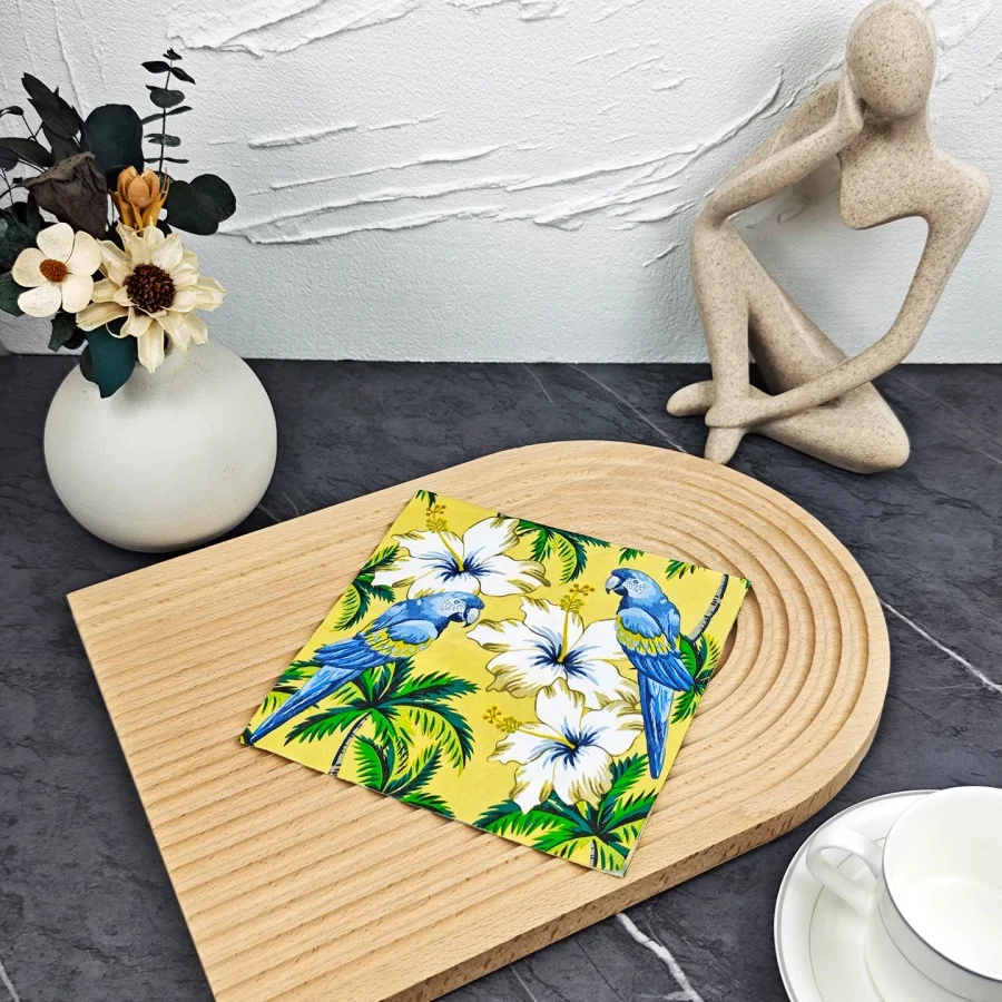Disposable Paper Napkins 20Pcs Tropical Parrot Hibiscus Palm Print Party Napkin for Wedding Birthday Table Decor - view 5