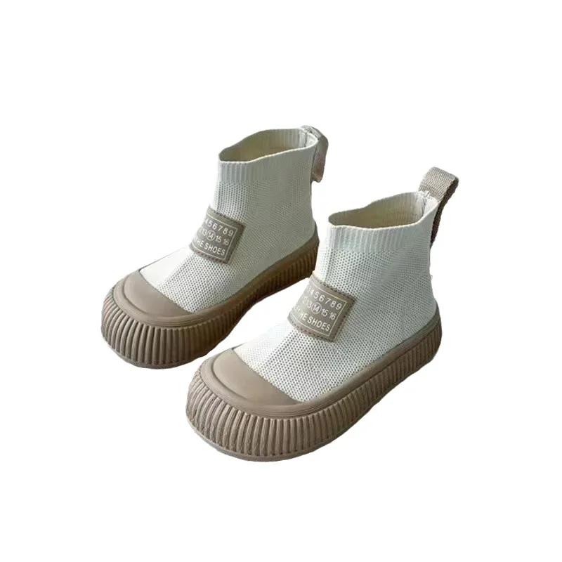 Kids Casual Sneakers Girls  Socks Shoes Boys High top Board Shoes Breathable Mesh Boots