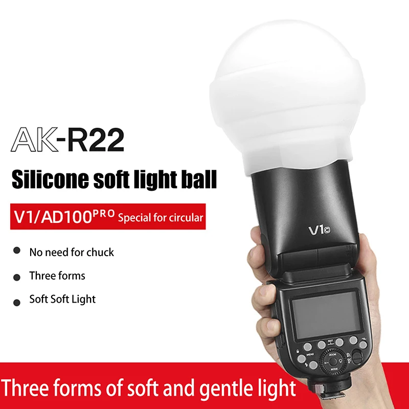 Flash Diffuser Dome Collapsible AK-R22 Silicone Soft Light Ball For V1 Series Flashes AD100PRO AD200PRO Photography Live