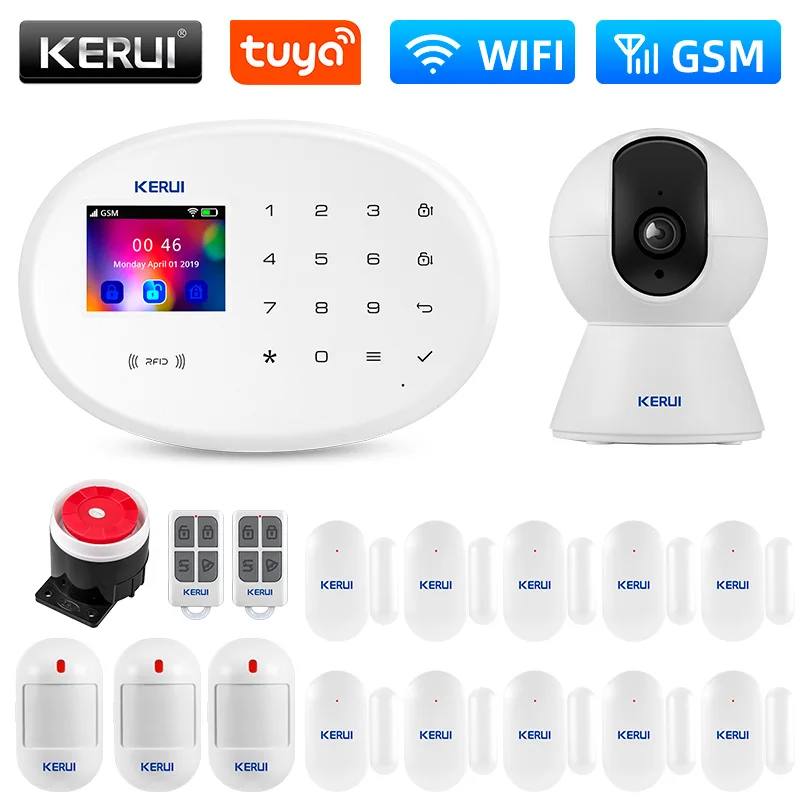 KERUI Alarm System Kit W202 Main Unit GSM WIFI Alarm Security Protection Tuya Smart APP Support Alexa Motion Sensor Detector