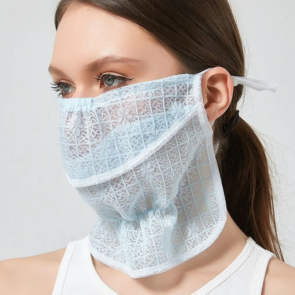 

Lace Outdoor Neck Protection Silk Scarf Sun UV Protection Summer Sunscreen Mask Anti-uv Face Cover Face Scarf Sunscreen Veil