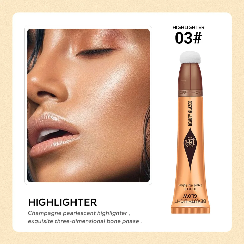 100 Uds crema bronceadora contorno colorete varita de belleza resaltador rubor líquido lápiz de maquillaje con cojín herramientas cosméticas duraderas