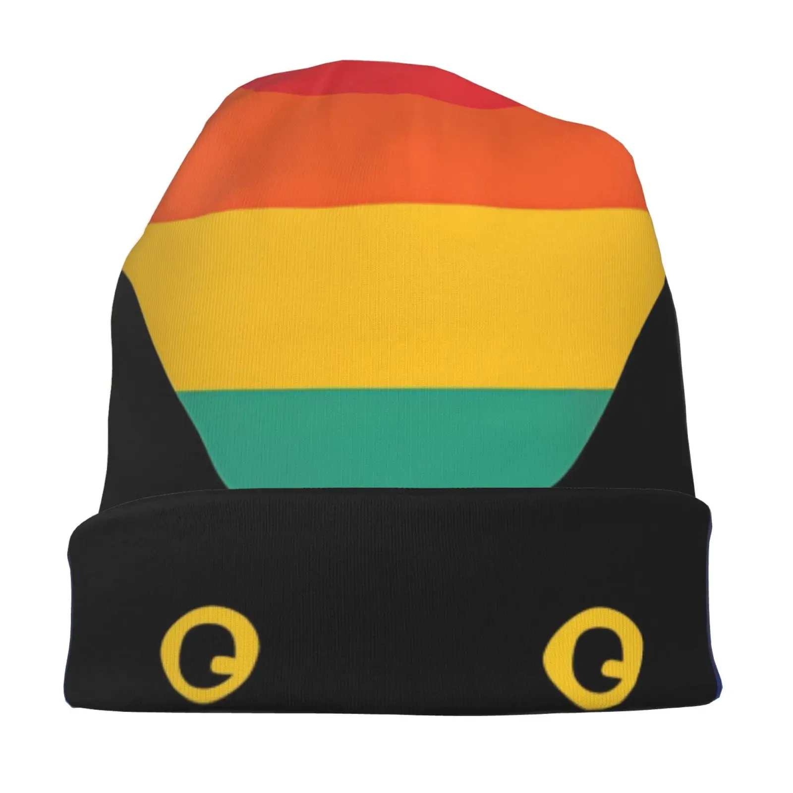 Hat Peeking Cat In Rainbow Circle Thin Caps For Men Women Black Cat Skullies Beanies Ski Caps Cotton Bonnet Hats