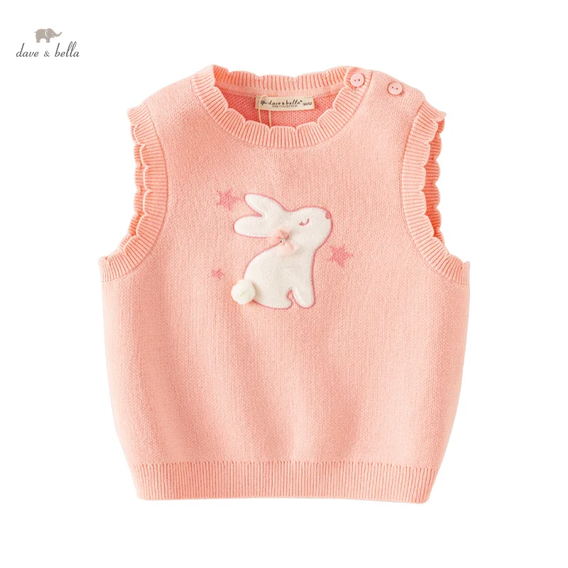 Dave Bella maglione per bambini canotta vestiti 2024 nuova ragazza autunno carino coniglio moda Casual dolce Top maglieria DB3242496