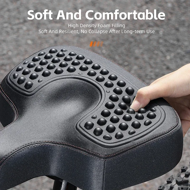 WEST BIKING Comfortable MTB Saddle Ultra Wide Electric Bike Scooter Seat Silicone Massage Particle Cycling Shock Absorber Saddle