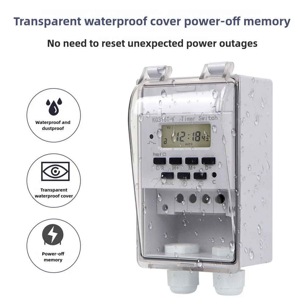 

220V Timer Switch Relay Time Controller Programmable Waterproof Timing Switch LCD Display 16 Groups Number Setting Timing Switch