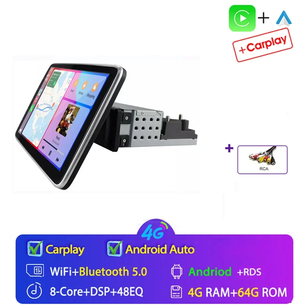 Draadloze CarPlay Android 15 1 Din Universele Draaibare Auto Radio Multimedia Video Player Autoradio GPS Navi Stereo Audio 4G SWC