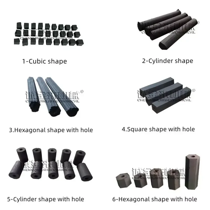 Hexagonal Briquettes Chacoal Making Machine Engine-Powered 1T/h Barbeque Charcoal Extruding Machine