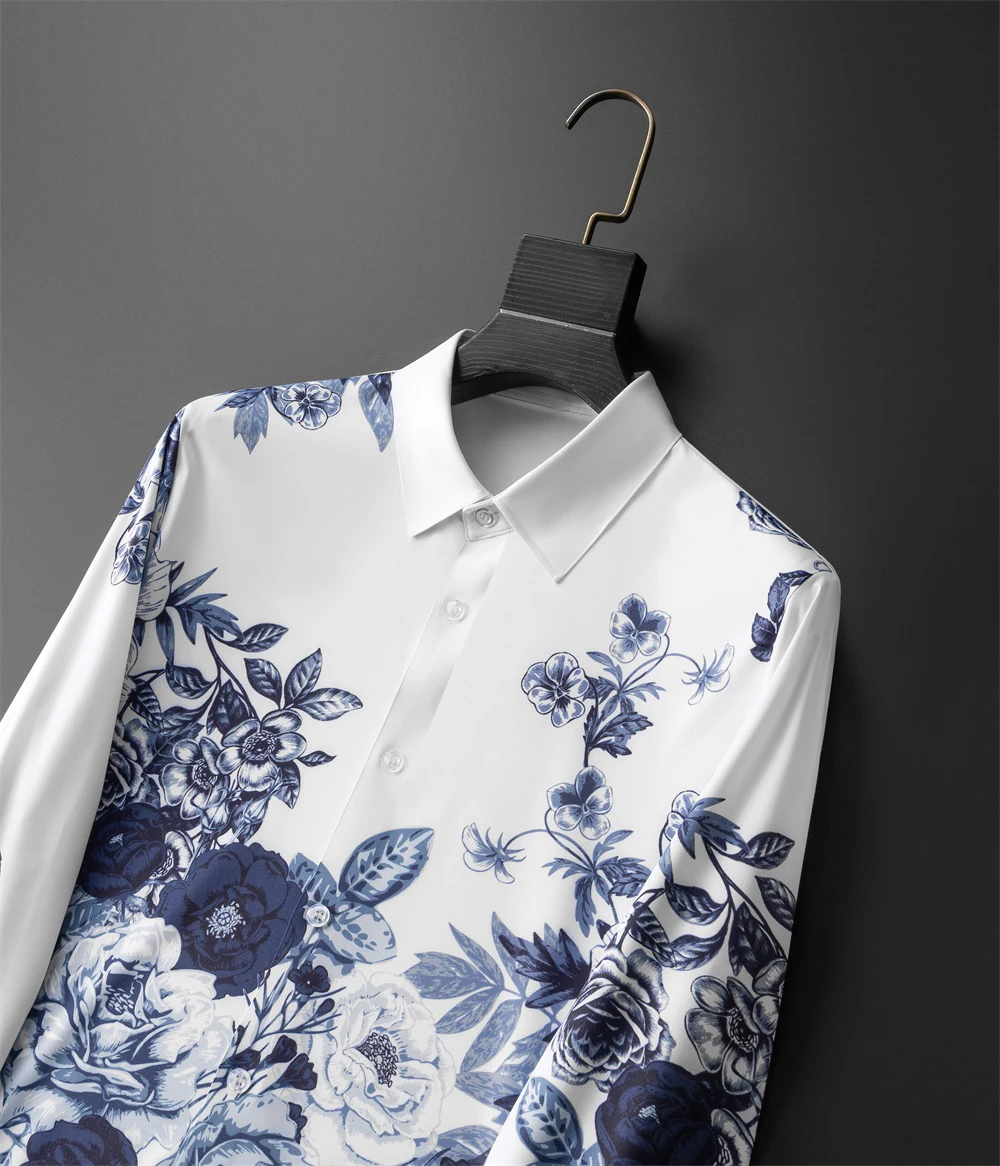 Men\'s Shirt Floral Tops Outdoor Suit Shirt Business Casual Long Sleeve Social Party Luxury New High Quality Men\'s T-Shirt Shirt