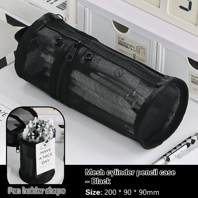 Simple Pen Container Student Pencil Case High-value Cylindrical Pencil Case Large-capacity Transparent Stationery Storage Box