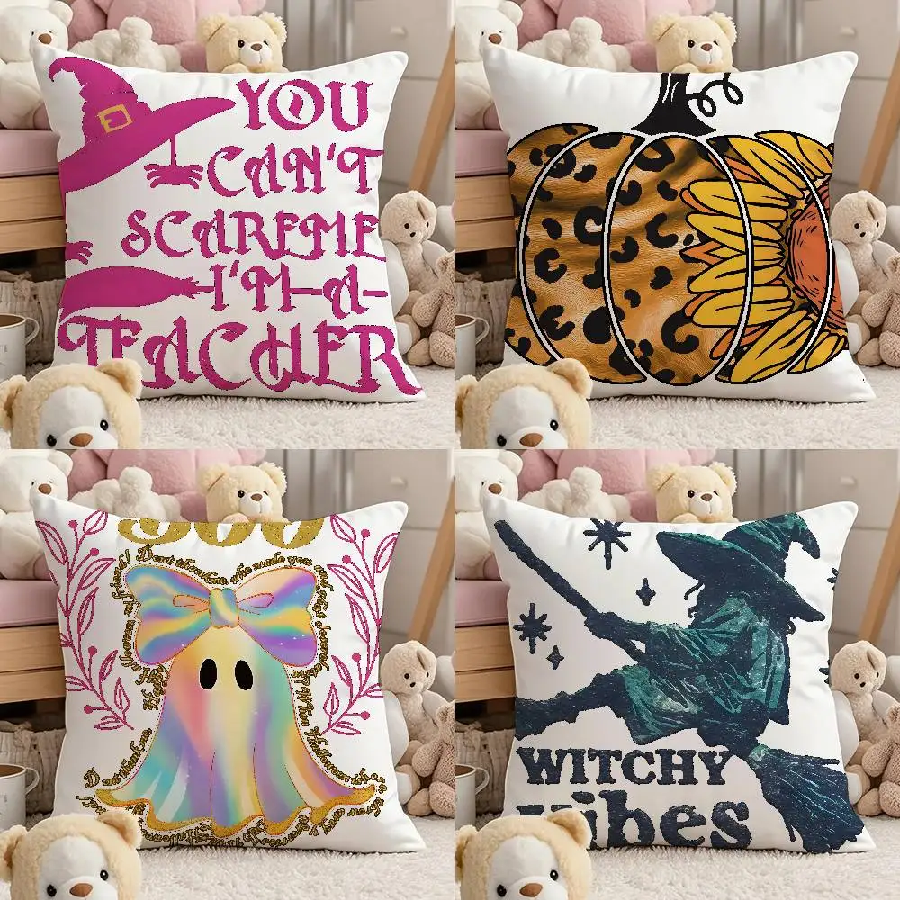 

H-Halloween Pillow Case Comfort Sofa Bed Silky Elegant Invisible Zipper Custom Decorative Cushion Cover