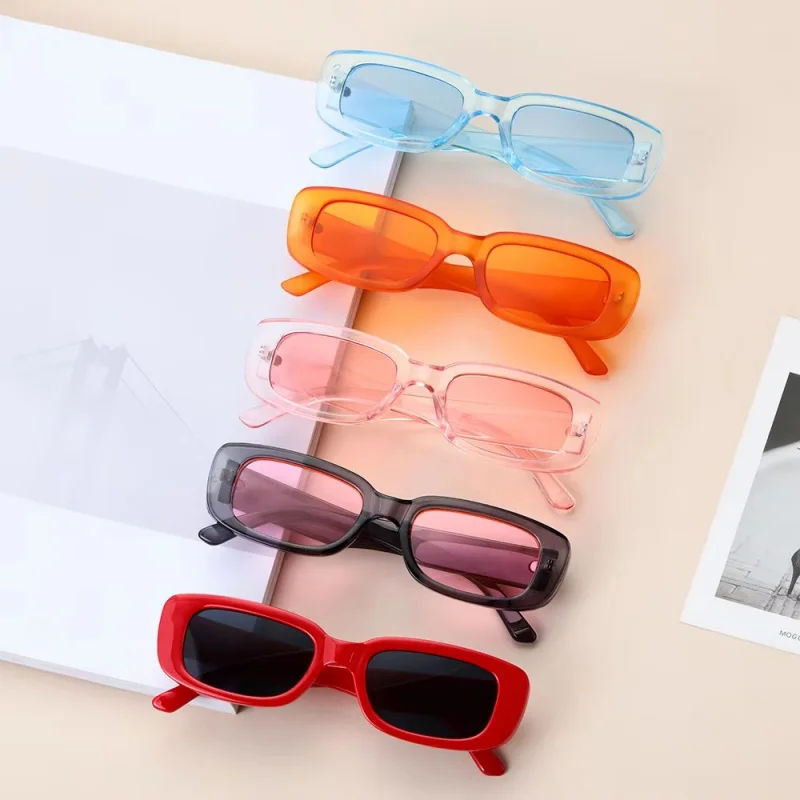 1/2/3/5PCs retro small sunglasses men's and women's fashion trendy vintage popular square frame rectangle sunglasses protection