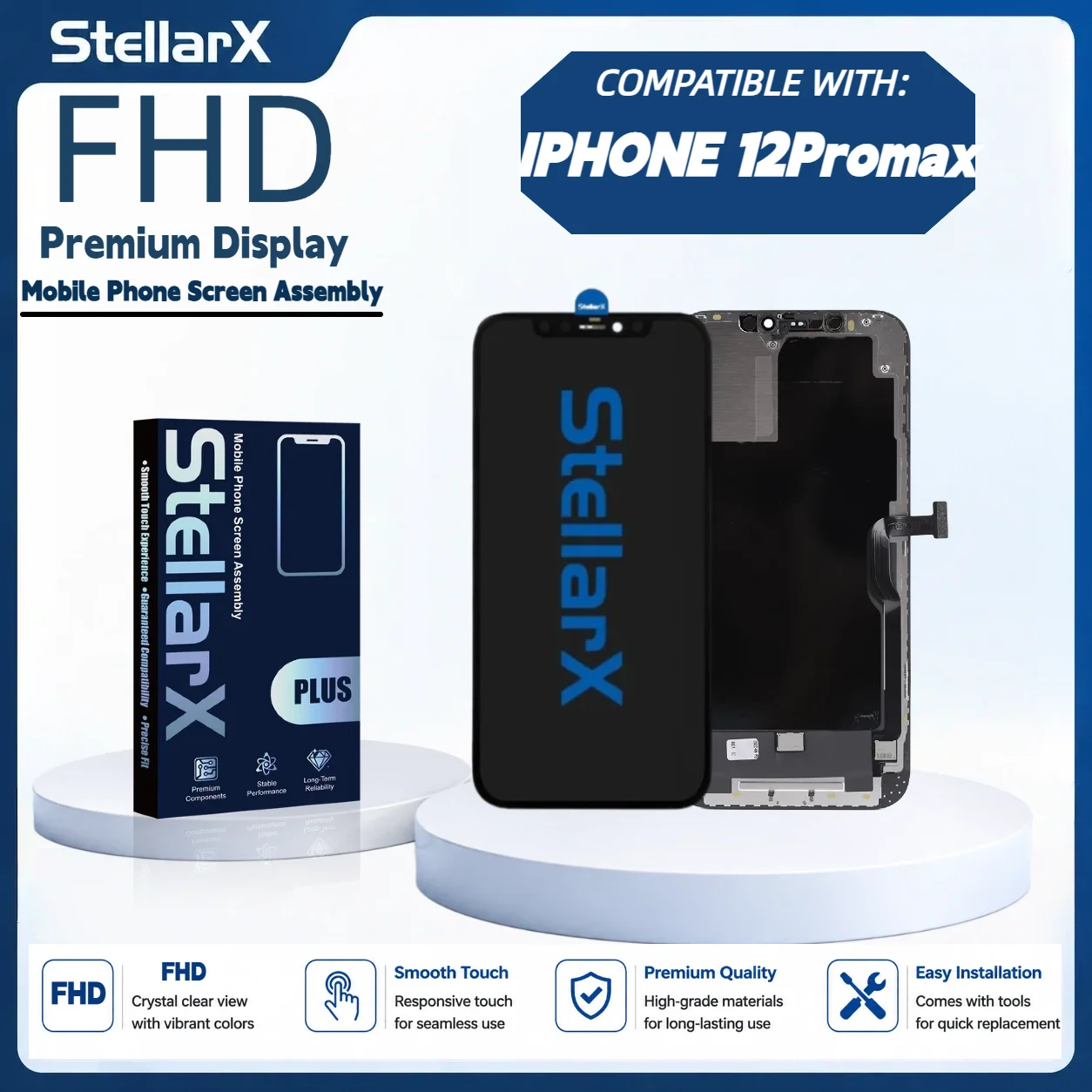 StellarX Display For iPhone FHD High Color Gamut For iPhone12ProMax Screen Replacement Assembly Repair Parts Display Module