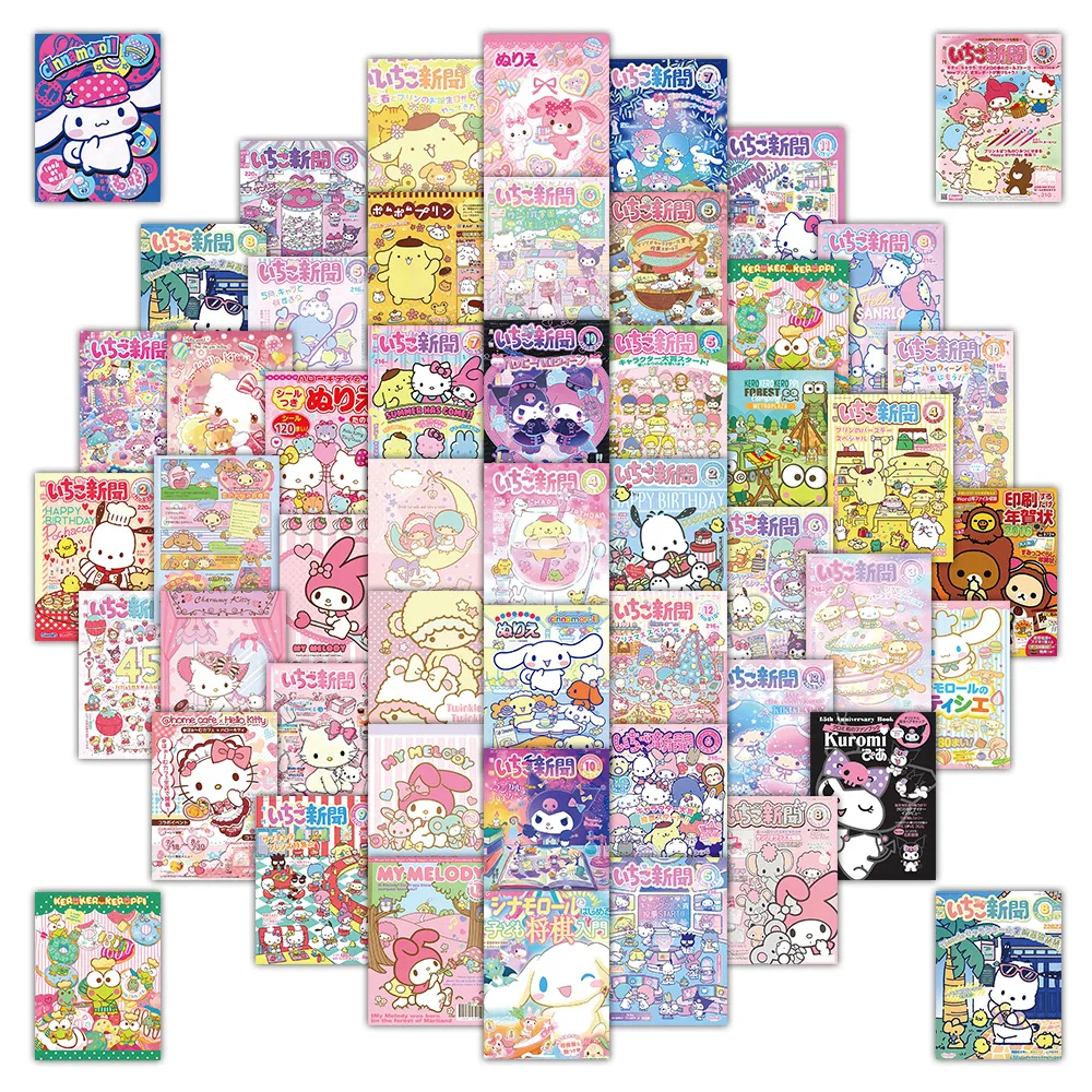 

51pcs Sanrio Cartoon Poster Graffiti Stickers Waterproof Decals Stickers For Laptop Phone Thermos Ipad Diy Stickers Kids Gift