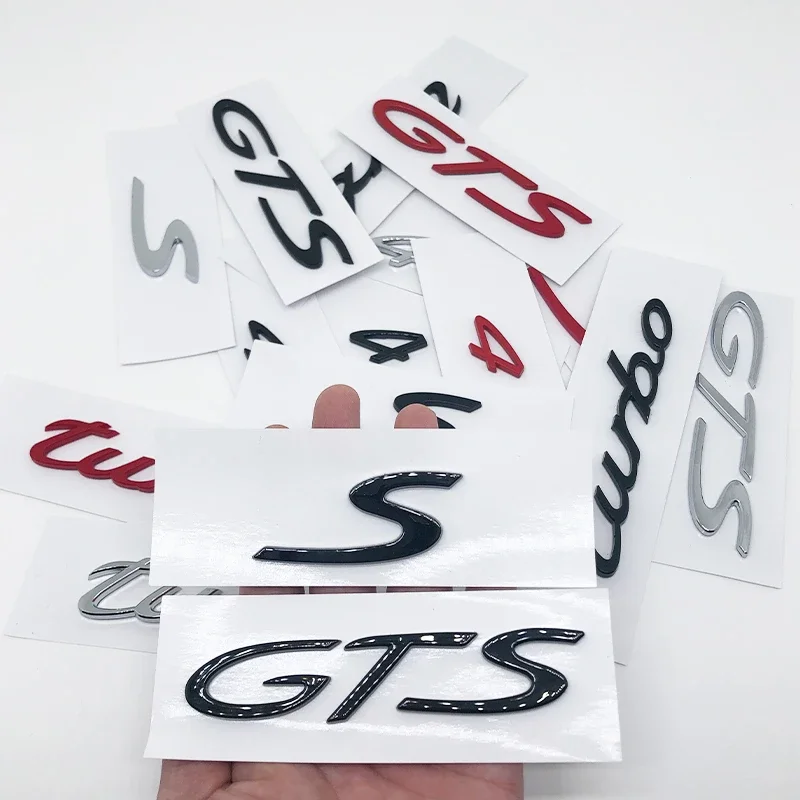 For Boxster Cayenne Cayman Carrera Macan Panamera GTS Turbo 4 S Car Rear Trunk Badge Decal Sticker Emblem Accessories