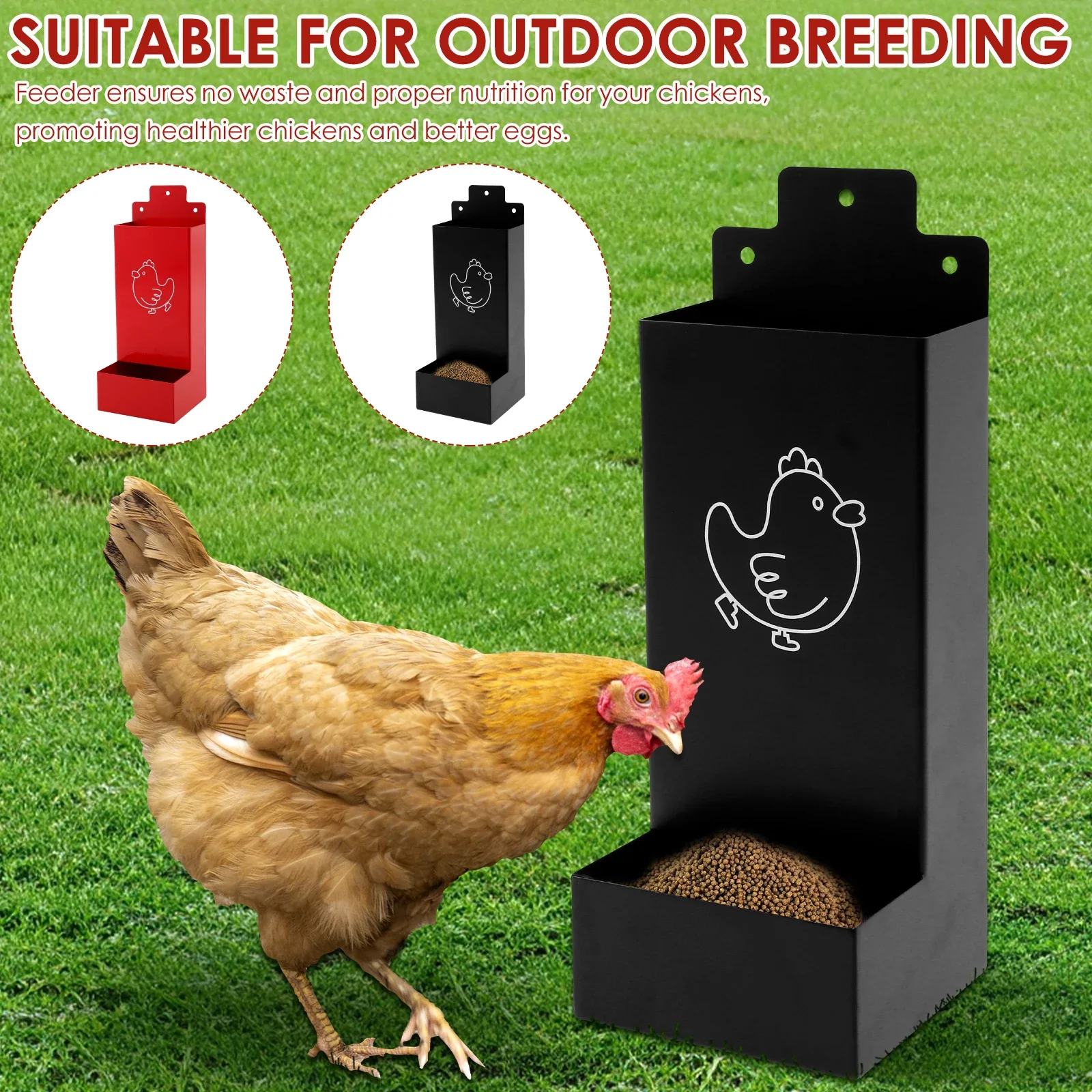 2個吊り下げ式鶏用フィーダー、オイスターシェル型鶏用フィーダー、大容量農場家禽用飼料穀物ディスペンサー、給餌給水用品
