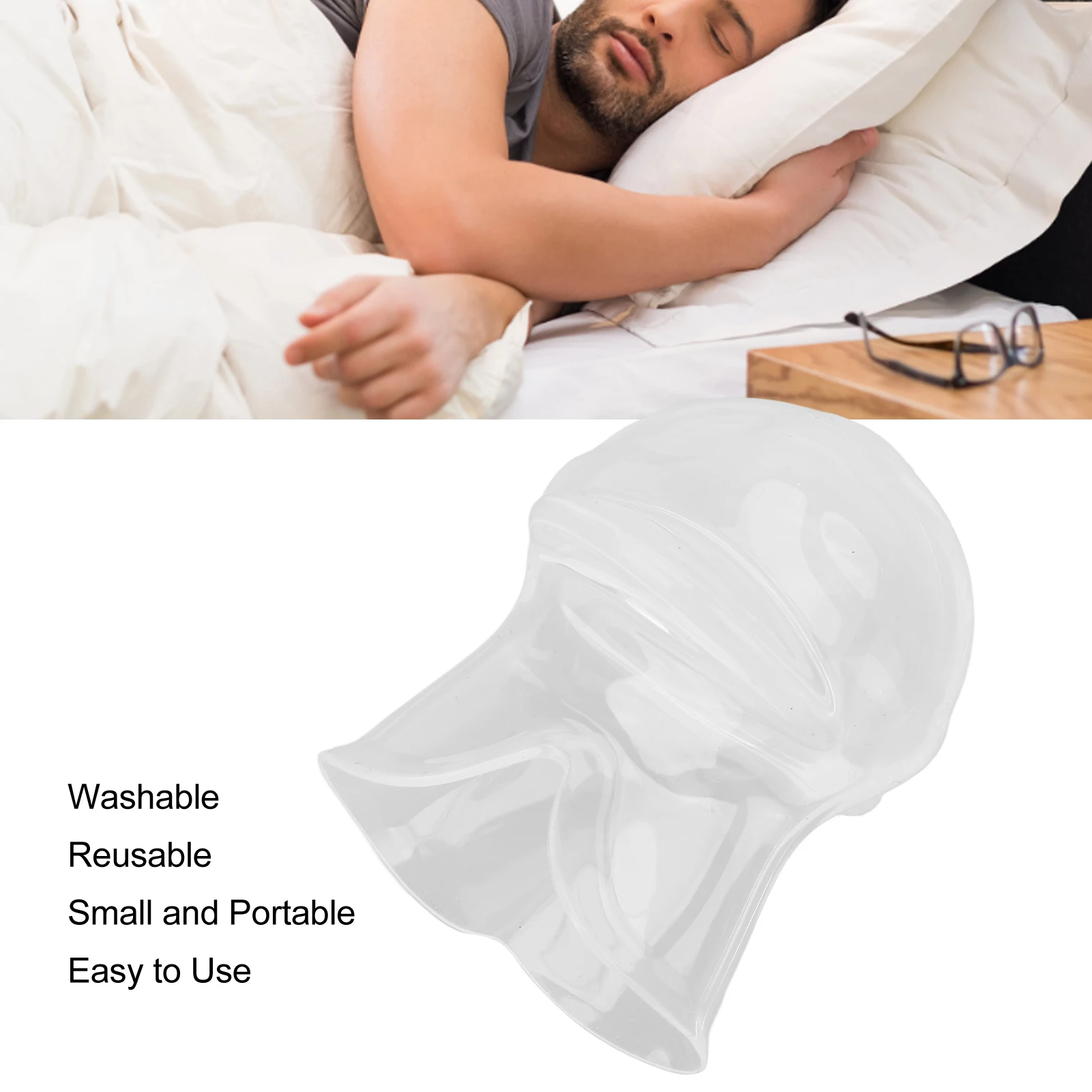 Tongue Retainer Snoring Mouthpiece Tongue Retaining Device Silicone Portable Reusable Improve Sleep Transparent Tongue Retainer