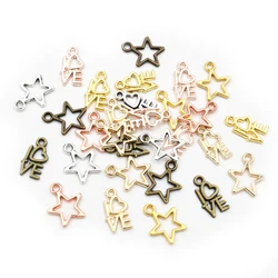 100pcs Star Heart Charms Antique Pendant fit,Vintage Tibetan Bronze Gold Silver color,DIY Jewelry Making For Bracelet Necklace