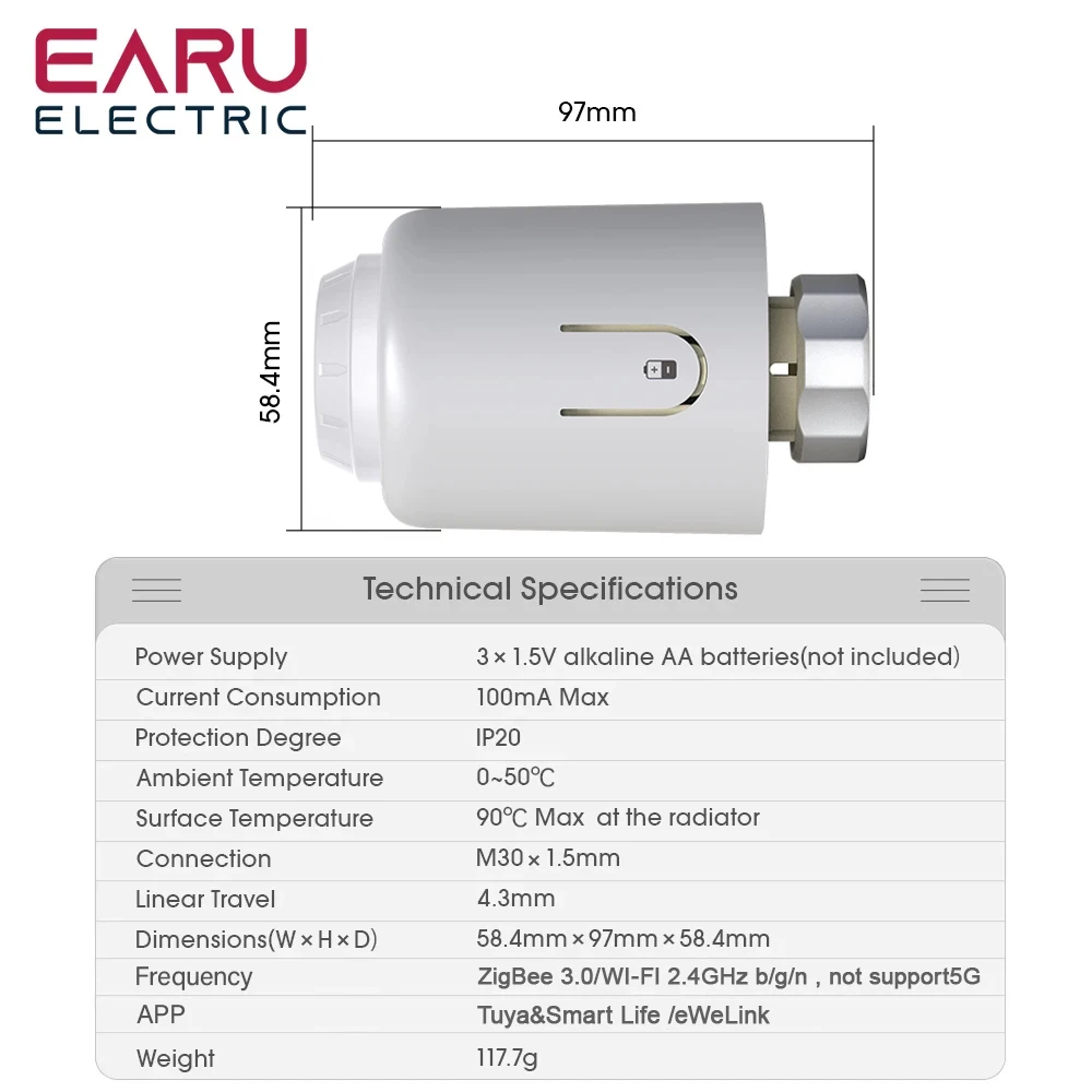 Tuya eWeLink Smart Thermostat Radiator TRV Programmable Thermostatic Actuator Heating Remote Temperature Controller Alexa Google