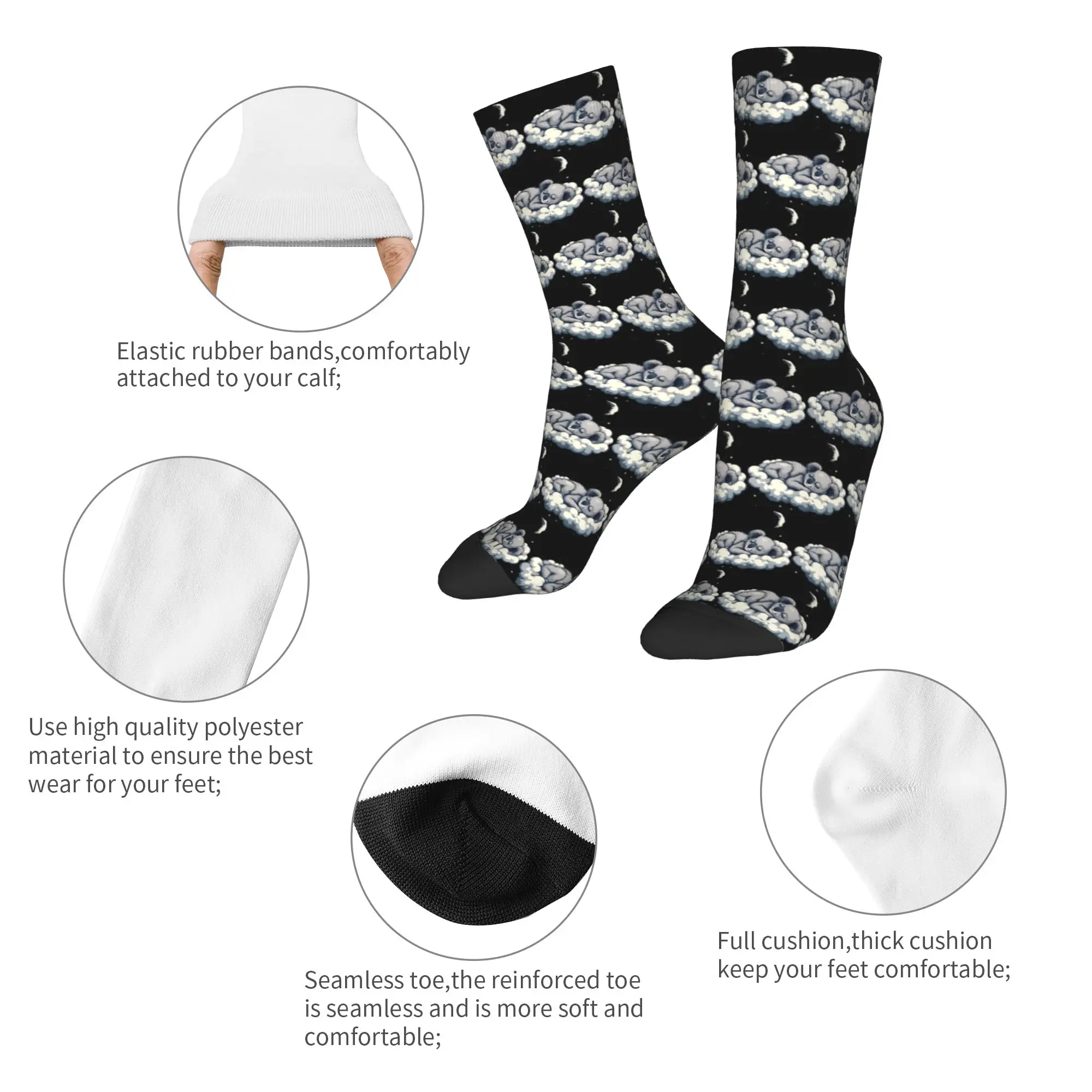 New Men's Socks Harajuku Cute Lazy Koala Bear Napping Dress Sock Polyester  Sport Women's Socks Spring Summer Autumn Winter