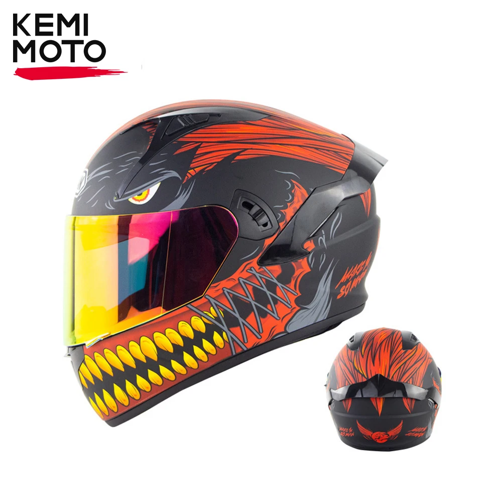 

KEMIMOTO Motorcycle Helmets Full face Dual Lens with Large Rear Wing Moto Capacete Helmet DOT Approved Motorbike Helmet Cascos