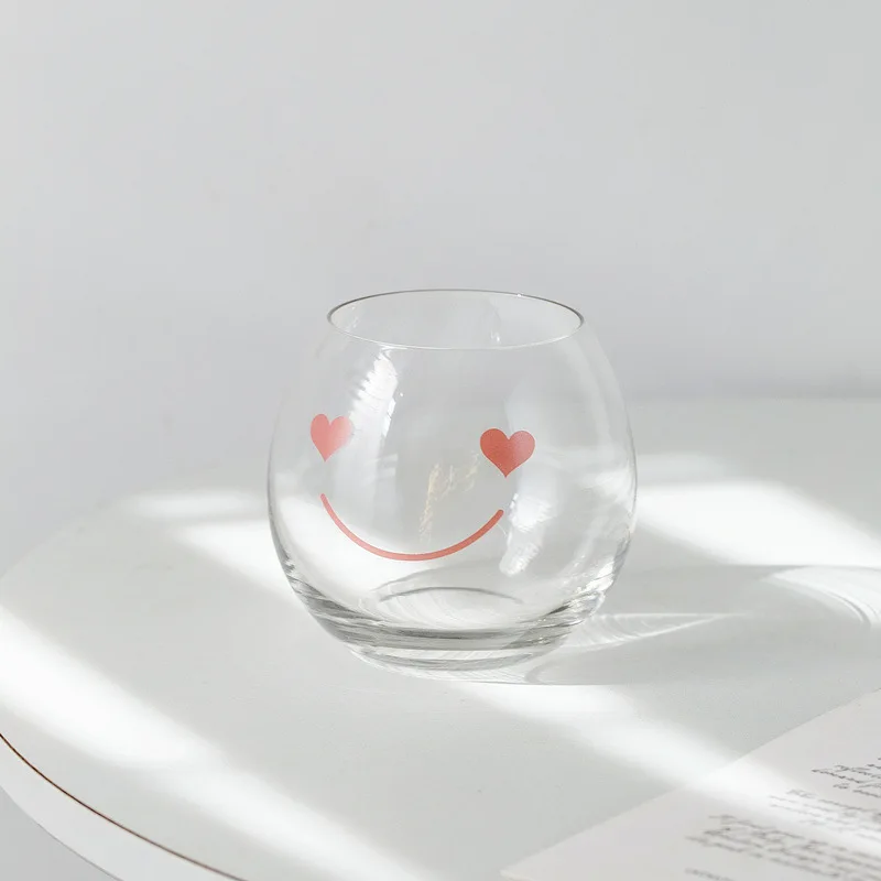 2Pcs Clown Face Glass Cup Water Milk Drinking Glasses Cup Coffee Mug Tea Milk Fruit Juice Cup Simple Home Office Water Cup 395Ml