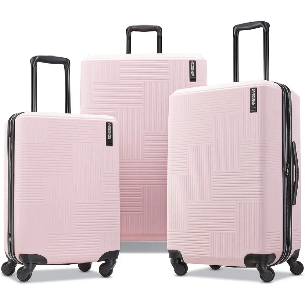 AMERICAN TOURISTER Stratum XLT Expandable Hardside Luggage with Single Spinner Wheels, Pink Blush, 3-Piece Set (20/24/28)