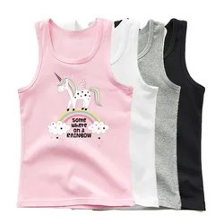 Summer Fashion Girls Rainbow Unicorn Sleeveless T-shirt Kids Cartoon Singlet Cotton Tank Tops Cute Undershirt Sports Clothes