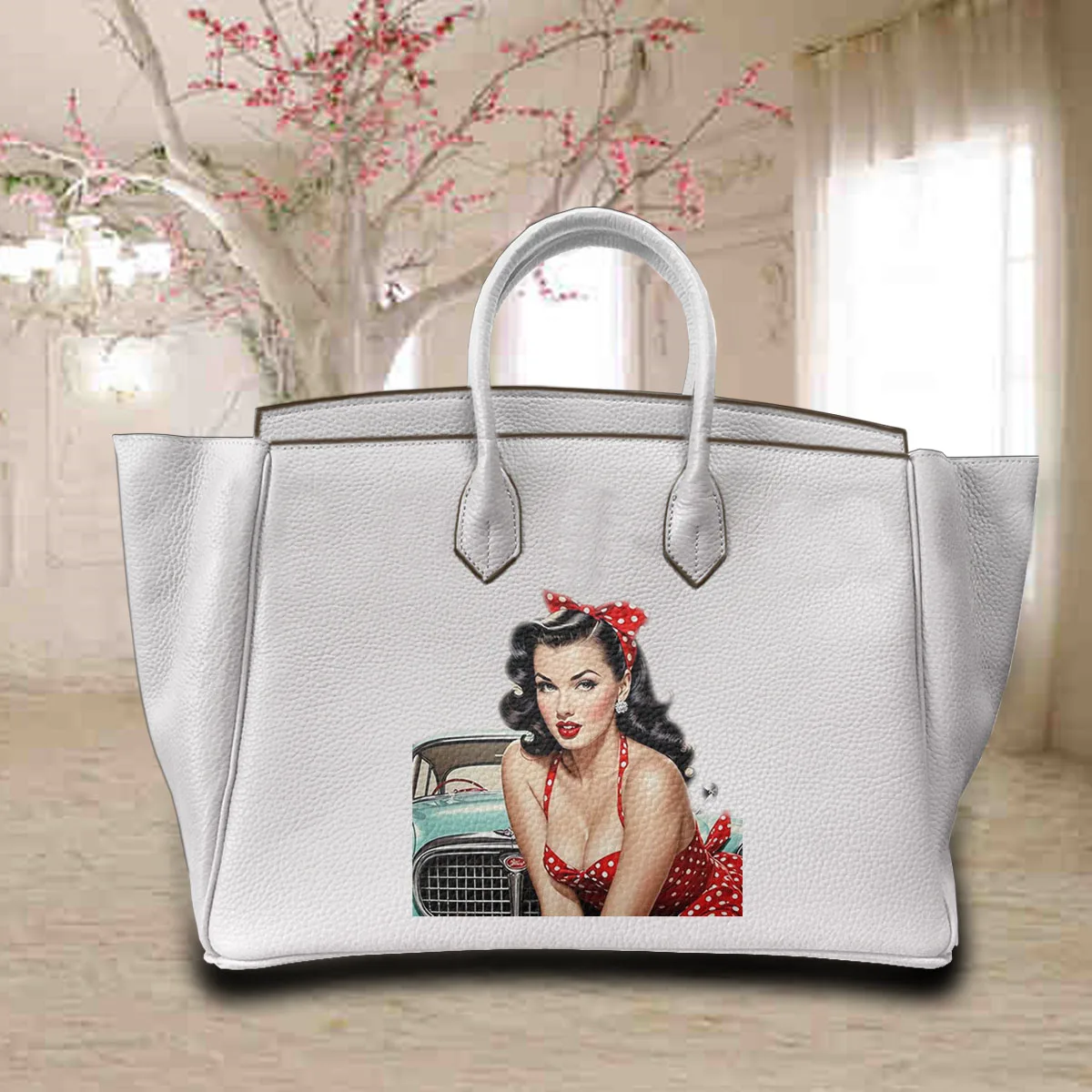 

Lips Printed Customize Art Bags for Women Handbags Popular Designer Luxury Goods Unique Gift Crossbody Bag 100% Real Cowhide